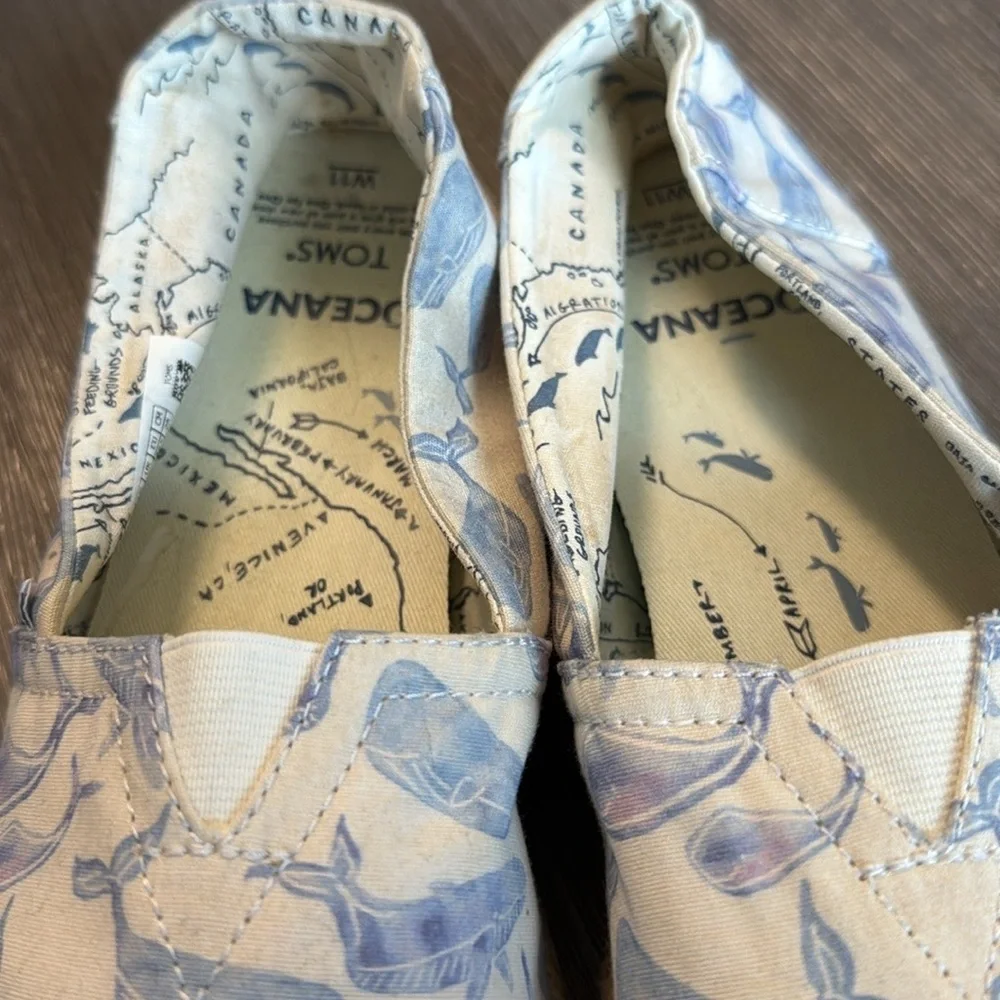 Toms Oceana Classic Multi Watercolor Whale Canvas Espadrilles Slip Ons 11